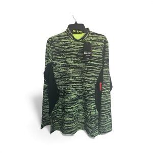 Nike Pro Men’s Hyperwarm Lime Green and Black Long Sleeve tee Size L
